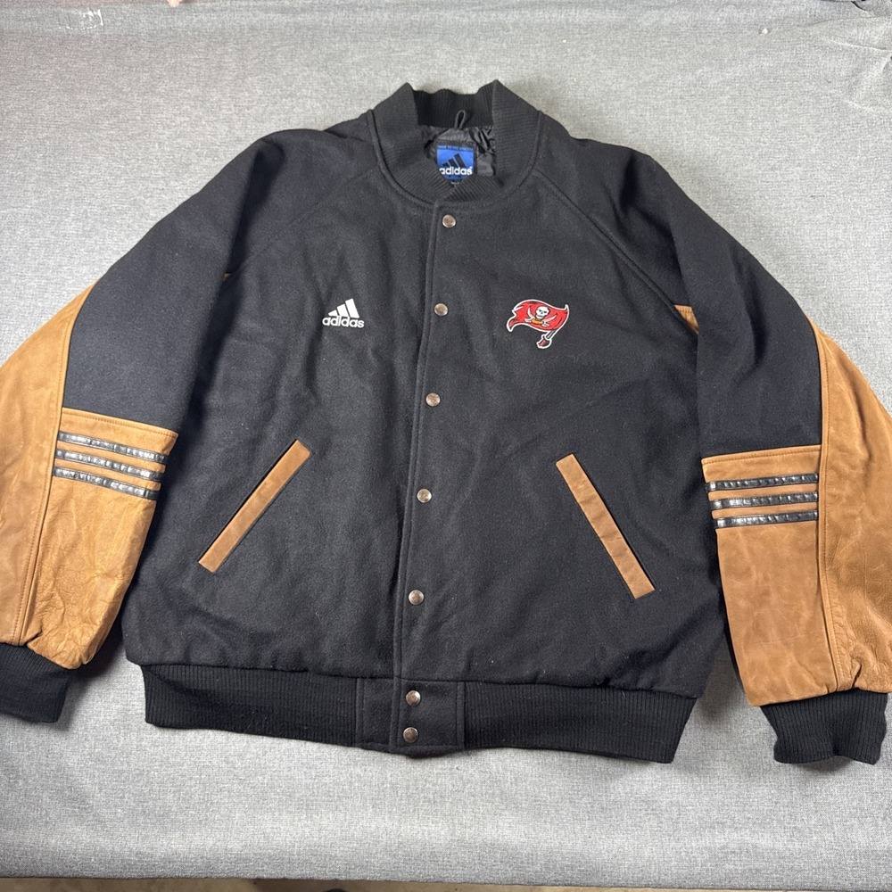 Tampa Bay Buccaneers Adidas Jacket With Leather Trim Size Large